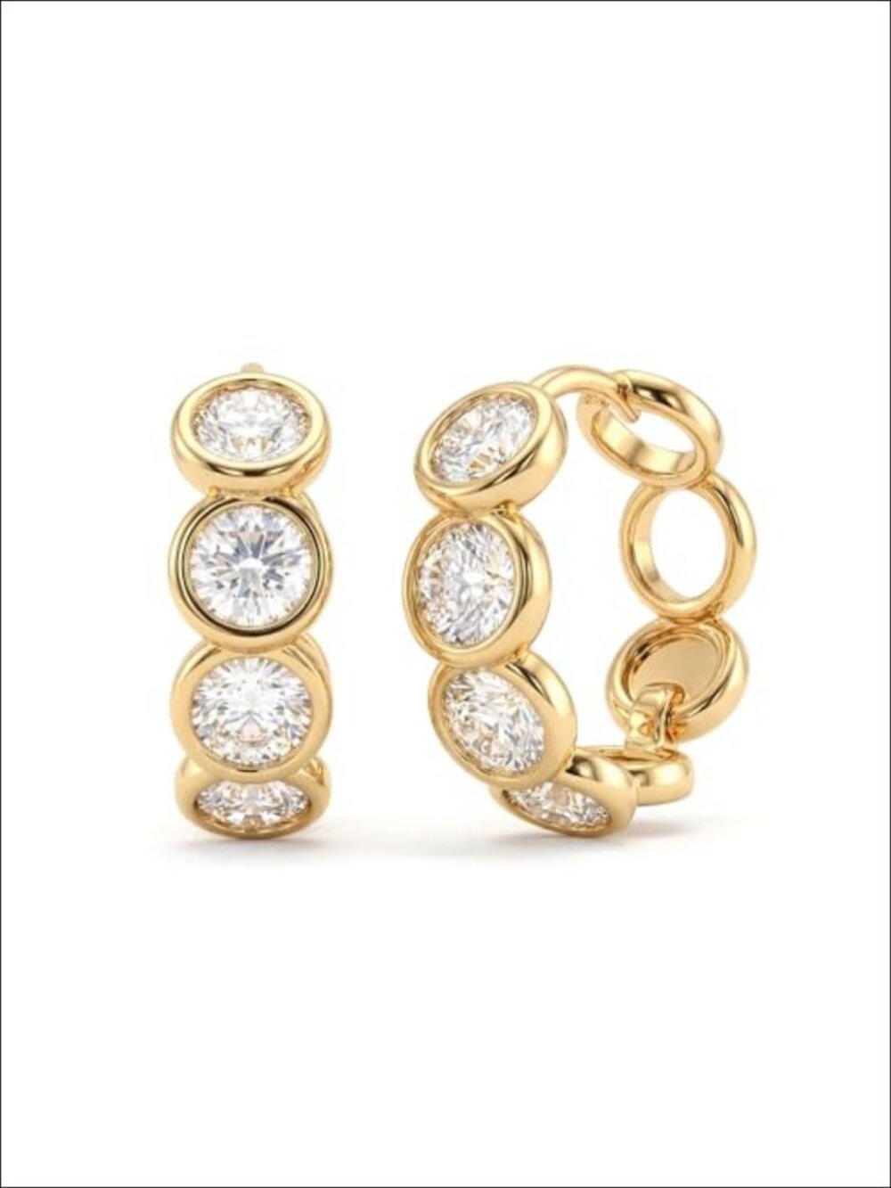 14K Gold Plated Huggie Hoop Earrings Cubic Zirconia Hypoallergenic
